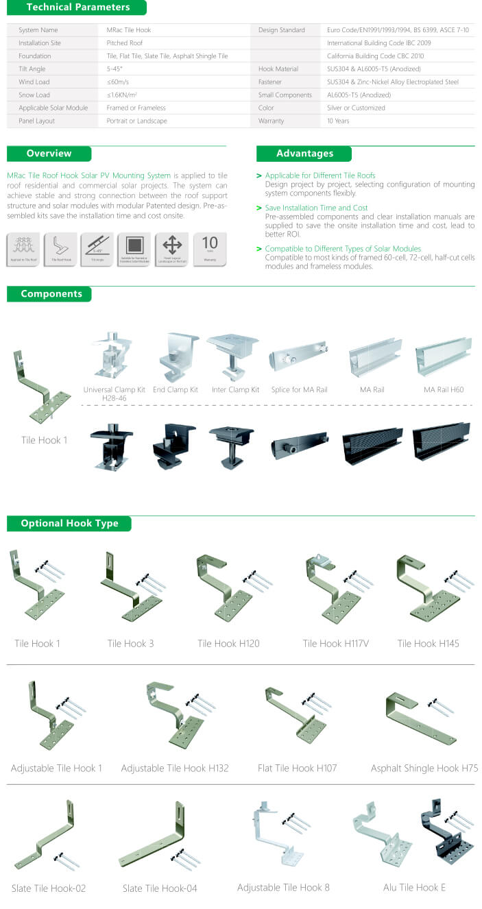 Tile Roof Solar PV Mounting System